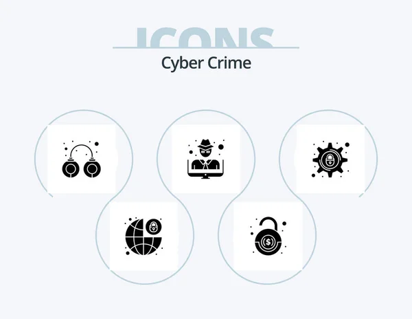 Cyber Crime Glyph Icon Pack Icon Design Cyber Crime Thief — Stock Vector