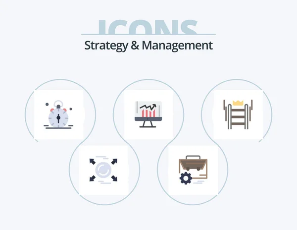 Strategy Management Flat Icon Pack Icon Design Kpi Graph Manufacturing — Διανυσματικό Αρχείο