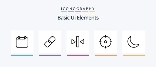 Basic Elements Line Icon Pack Including Sleep Moon Image Year — Vettoriale Stock
