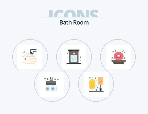 Bath Room Flat Icon Pack Icon Design Bath Shower Bathroom — Vetor de Stock