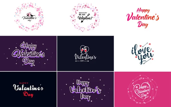Happy Valentine Day Hand Lettering Calligraphy Text Heart Isolated White — Stock Vector