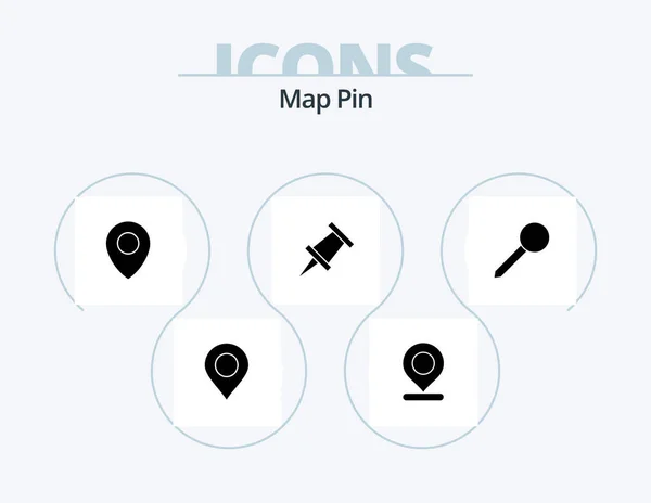 Map Pin Glyph Icon Pack Icon Design Mark Map Marker - Stok Vektor