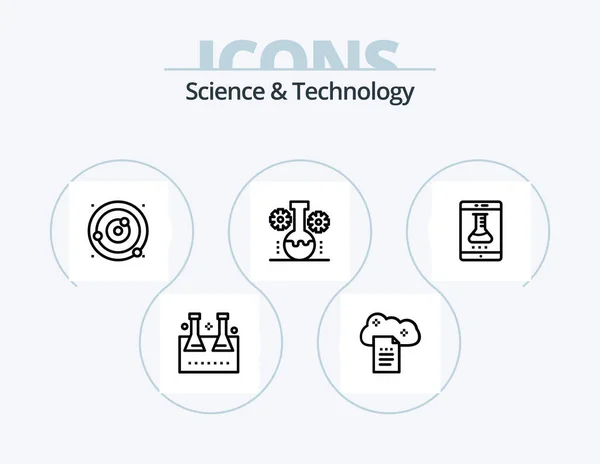 Science Technology Line Icon Pack Icon Design Microbiology Chemical Test — Διανυσματικό Αρχείο