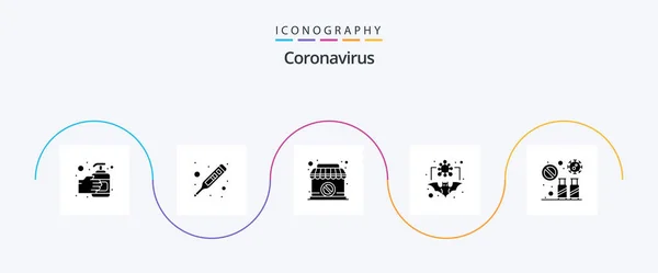 Coronavirus Glyph Icon Pack Including Infection Flu Closed Coronavirus Bat — Stock Vector
