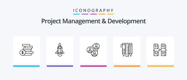 Project Management Development Line Icon Pack Including Success Career Online — Wektor stockowy