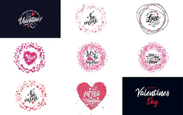 Happy Valentine Day Banner Template Romantic Theme Red Color Scheme — Vector de stock
