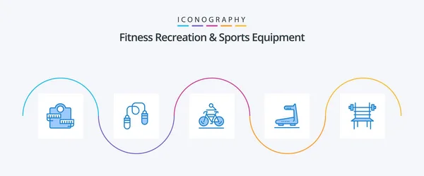 Fitness Recreation Sports Equipment Blue Icon Pack Including Balance Track — Vetor de Stock