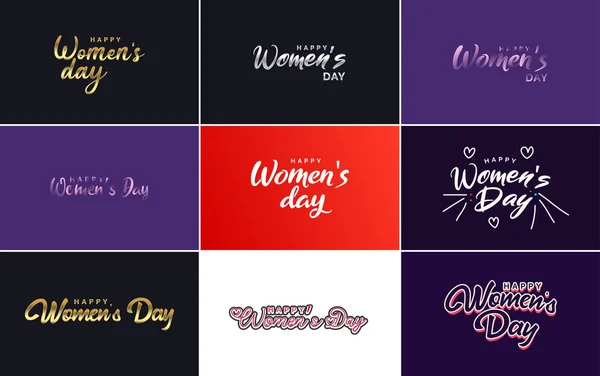 Abstract Happy Women Day Logo Love Vector Design Pink Red — Vettoriale Stock