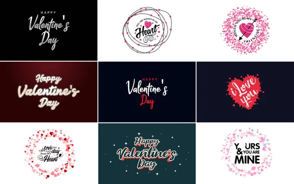 Happy Valentine Day Typography Poster Handwritten Calligraphy Text Isolated White — Vector de stock