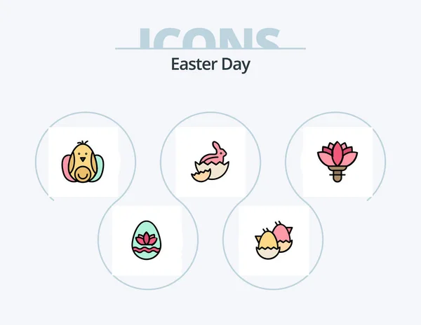 Easter Line Filled Icon Pack Icon Design Easter Easter Egg — Stok Vektör