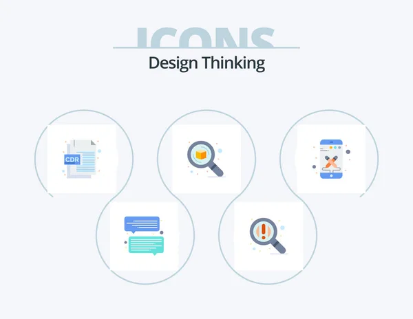 Design Thinking Flat Icon Pack Icon Design Smart Phone Design — Vettoriale Stock