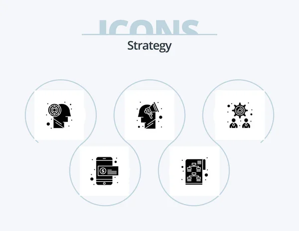 Strategy Glyph Icon Pack Icon Design Strategy Labyrinth Brain Storming — Image vectorielle