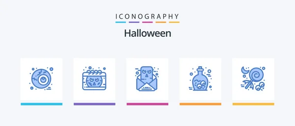 Halloween Blue Icon Pack Including Halloween Candy Communication Zombie Halloween — Stock Vector