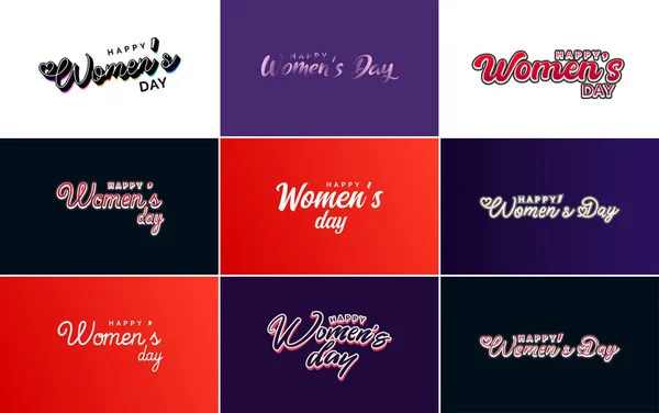Happy Women Day Greeting Card Template Hand Lettering Text Design — Archivo Imágenes Vectoriales