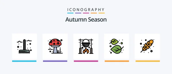 Autumn Line Filled Icon Pack Including Autumn October Autumn Calendar — Stok Vektör