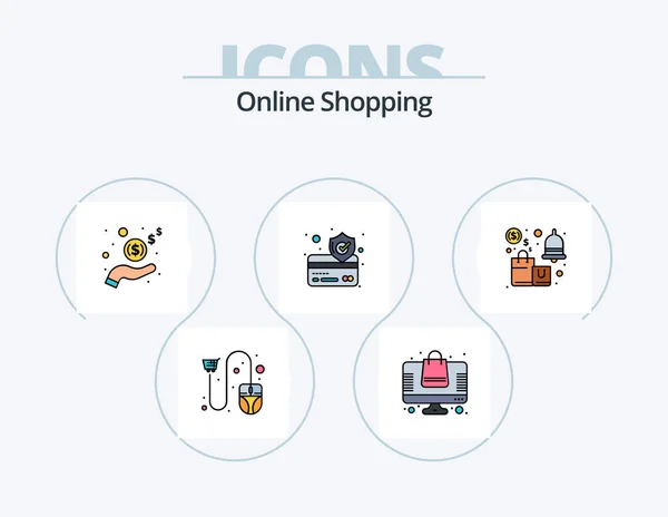 Online Shopping Line Filled Icon Pack Icon Design Credit Credit — Stock Vector
