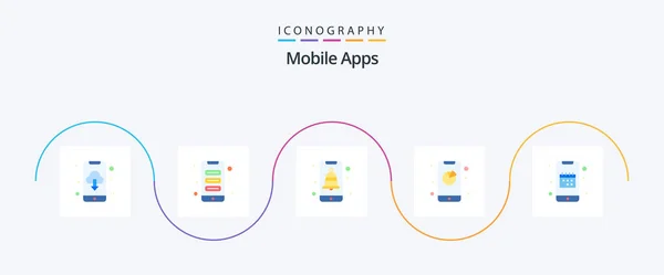 Mobile Apps Flat Icon Pack Including App App App Interaction — Stock vektor