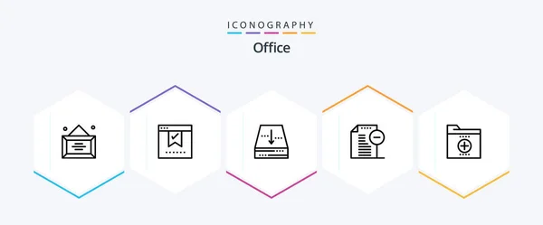 Office Line Icon Pack Including Business File Okay Documents — Vettoriale Stock