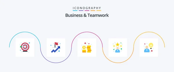 Business Teamwork Flat Icon Pack Including Strategy Money Idea Star — Wektor stockowy