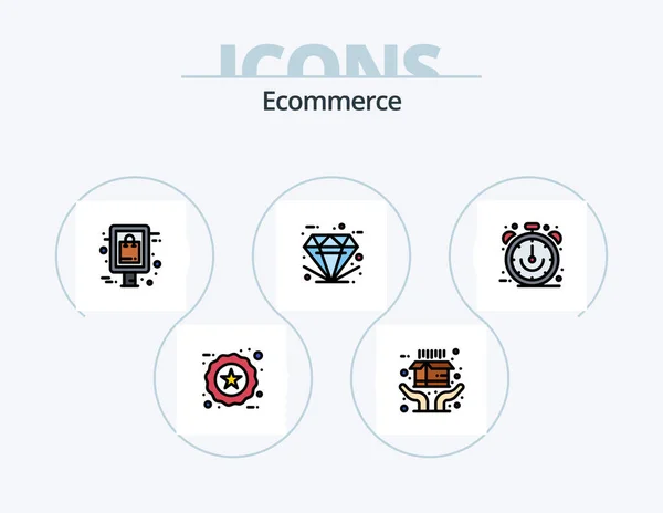 Ecommerce Line Filled Icon Pack Icon Design Ecommerce Premium Gift — Stockvector