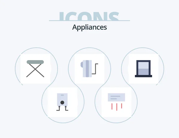 Appliances Flat Icon Pack Icon Design Bedroom Heater Furniture Heat — Wektor stockowy