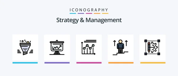Strategy Management Line Filled Icon Pack Including Tactic Planning Strategy — Image vectorielle