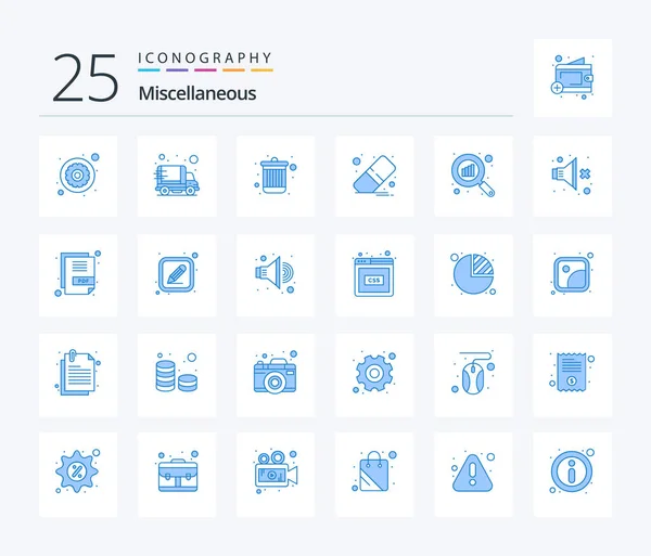 Miscellaneous Blue Color Icon Pack Including Magnifier Remover Delete Rubber — Wektor stockowy