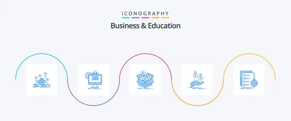 Business Education Blue Icon Pack Including Currency Coins Services Growth — Image vectorielle
