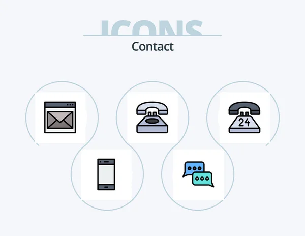Contact Line Filled Icon Pack Icon Design Contact Call Convo — Archivo Imágenes Vectoriales