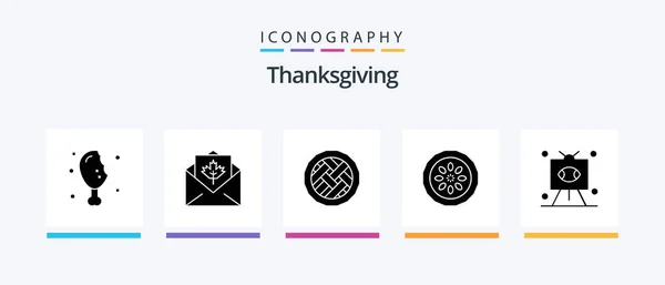 Thanksgiving Glyph Icon Pack Including Kitchen Dinner Thanksgiving Cake Pie — Vector de stock