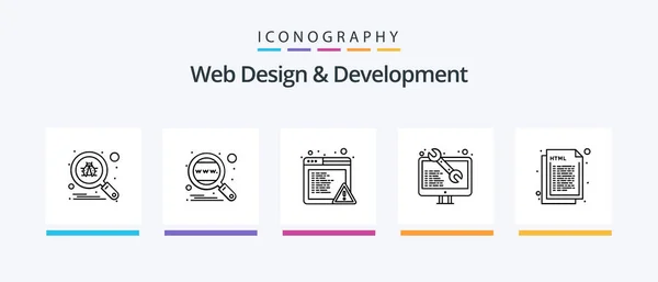 Web Design Development Line Icon Pack Including Sprint Arrows Gear — Stock Vector