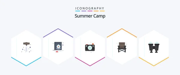 Summer Camp Flat Icon Pack Including Travel Image Camping Travel — Stok Vektör