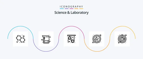 Science Line Icon Pack Including Space Research Satellite Molecule — Stok Vektör