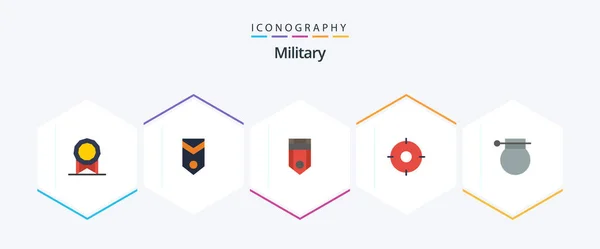 Military Flat Icon Pack Including Army Position Badge Military Stripe — Stok Vektör