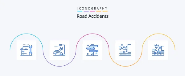 Road Accidents Blue Icon Pack Including Traffic Road Cowboy Navigation — Stok Vektör