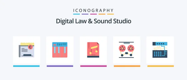 Digital Law Sound Studio Flat Icon Pack Including Recorder Player — Stockvektor