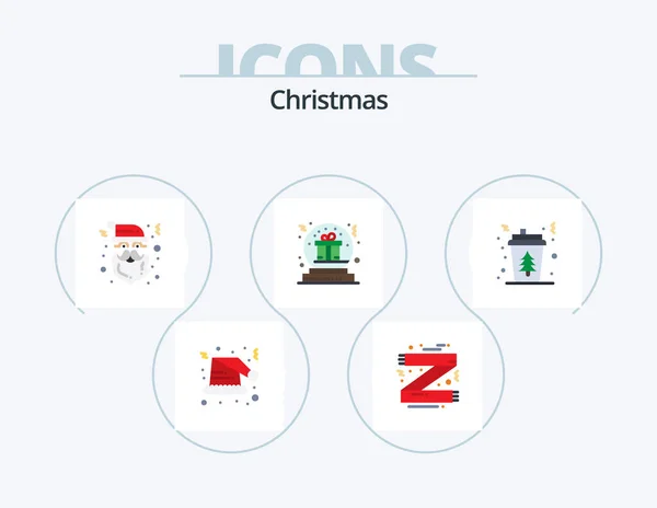 Christmas Flat Icon Pack Icon Design Globe Christmas Scarf Bowl — Stok Vektör