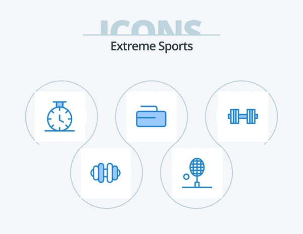 Sport Blue Icon Pack Icon Design Weight Time Gym Dumbbell — 图库矢量图片