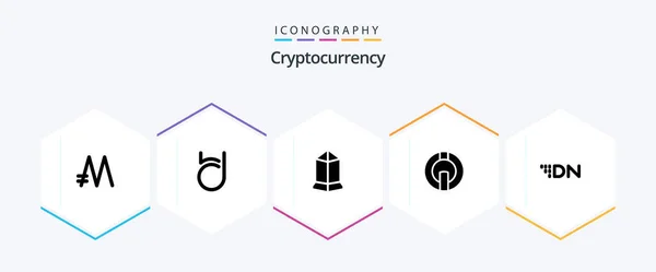 Cryptocurrency Glyph Icon Pack Including Coin Crypto Crypto Currency Coin — Stockvektor