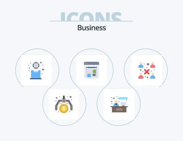 Business Flat Icon Pack Icon Design Modern Working Business Discussion — Vettoriale Stock