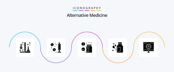 Alternative Medicine Glyph Icon Pack Including Medicine Healthcare Syringe Health — Stock vektor
