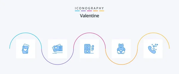 Valentine Blue Icon Pack Including Love Wedding Love — Stockový vektor