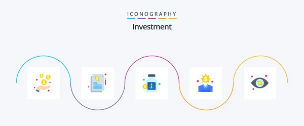 Investment Flat Icon Pack Including View Dollar Jar Dollar Idea — 图库矢量图片