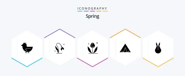 Spring Glyph Icon Pack Including Rabbit Camp Easter Bunny Bunny — Archivo Imágenes Vectoriales