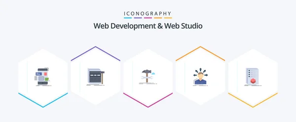 Web Development Web Studio Flat Icon Pack Including Options Conversion — Stock Vector