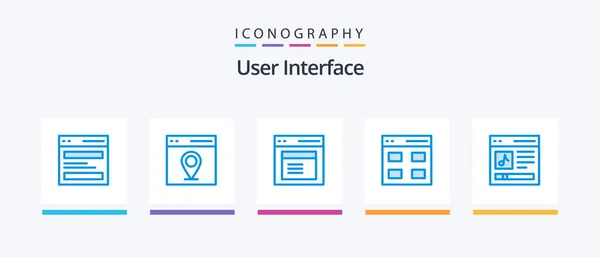 User Interface Blue Icon Pack Including Interface Communication User Window — Vettoriale Stock
