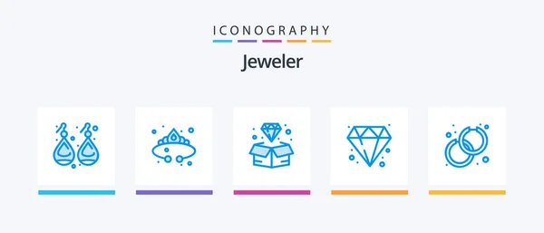 Jewellery Blue Icon Pack Including Accessorize Jewelry Luxury Diamond Jewel — Stok Vektör