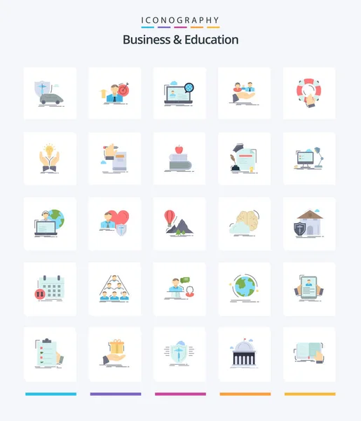 Creative Business Education Flat Icon Pack Health Achieve Website Online — Stockvektor