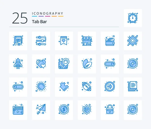Tab Bar Blue Color Icon Pack Including Money Store Toggle — Vetor de Stock