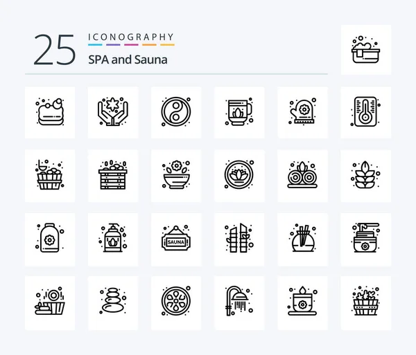 Sauna Line Icon Pack Including Thermometer Degree Yin Sauna Oven — Stock Vector